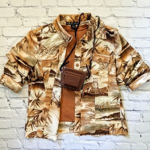 Vintage 80's silk safari style jacket sz Large
